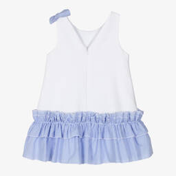 Balloon Chic-Girls White Cotton Bow Dress | Childrensalon Outlet