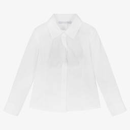 بالون شيك-Girls White Cotton Poplin Shirt | Childrensalon Outlet