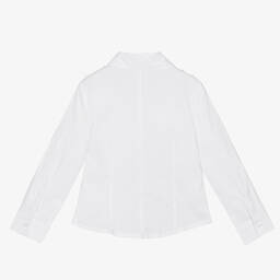 بالون شيك-قميص قطن مزين بكشكش لون أبيض للبنات | Childrensalon Outlet