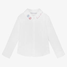 بالون شيك-Girls White Cotton Shirt | Childrensalon Outlet