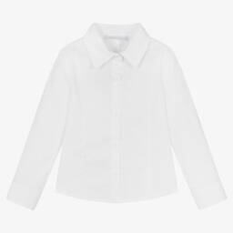 بالون شيك-Girls White Cotton Shirt | Childrensalon Outlet