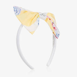 Balloon Chic-Girls White Floral Bow Hairband | Childrensalon Outlet