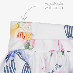 Balloon Chic-طقم تنورة مزيج قطن لون أبيض بطبعة ورود | Childrensalon Outlet