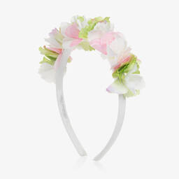 Balloon Chic-Girls White, Pink & Green Floral Hairband | Childrensalon Outlet