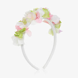 Balloon Chic-Girls White, Pink & Green Floral Hairband | Childrensalon Outlet