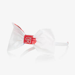 بالون شيك-طوق للشعر لون أبيض وأحمر للبنات | Childrensalon Outlet