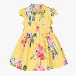 Balloon Chic-Girls Yellow Cotton Floral Dress  | Childrensalon Outlet