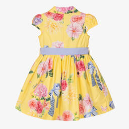 Balloon Chic-Girls Yellow Cotton Floral Dress  | Childrensalon Outlet