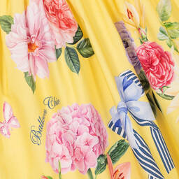 Balloon Chic-Girls Yellow Cotton Floral Dress  | Childrensalon Outlet