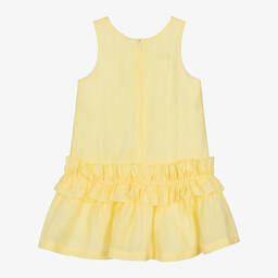 Balloon Chic-Girls Yellow Linen Ruffle Dress | Childrensalon Outlet