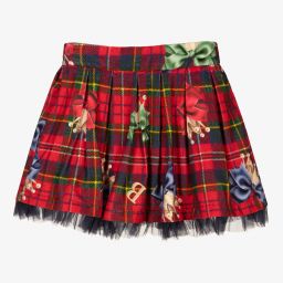 Balloon Chic-Red Tartan Corduroy Skirt | Childrensalon Outlet