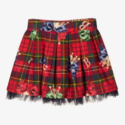 Balloon Chic-Red Tartan Corduroy Skirt | Childrensalon Outlet