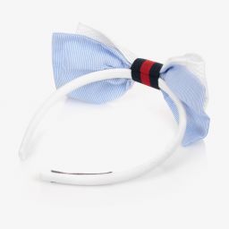 Balloon Chic-White & Blue Bow Hairband | Childrensalon Outlet