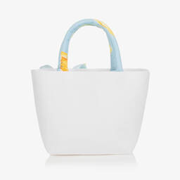 Balloon Chic-White & Blue Floral Cotton Bag (24cm) | Childrensalon Outlet