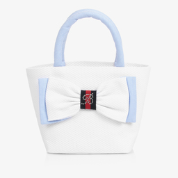 Balloon Chic-White & Blue Handbag (21cm) | Childrensalon Outlet