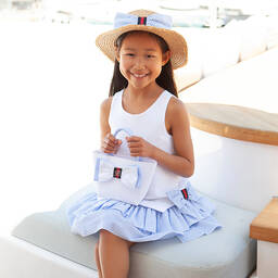 Balloon Chic-White & Blue Handbag (21cm) | Childrensalon Outlet