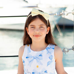 Balloon Chic-Yellow Cotton Bow Hairband  | Childrensalon Outlet