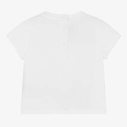 Balmain-تيشيرت قطن لون أبيض وذهبي للمولودات | Childrensalon Outlet
