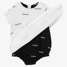Balmain-Baby Girls White Logo Dress | Childrensalon Outlet