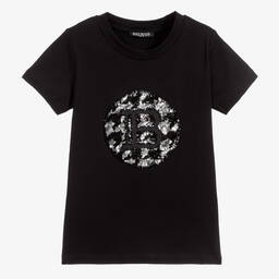 Balmain-Black Cotton Logo T-Shirt | Childrensalon Outlet