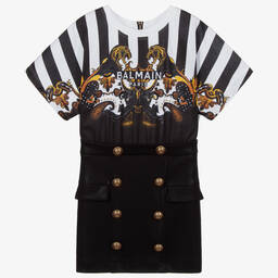 Balmain-Black & Gold Button Dress | Childrensalon Outlet