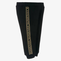 Balmain-Black & Gold Cotton Baby Joggers | Childrensalon Outlet