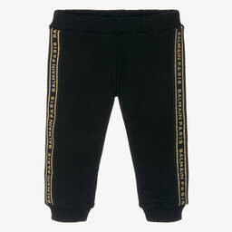 Balmain-Black & Gold Cotton Baby Joggers | Childrensalon Outlet