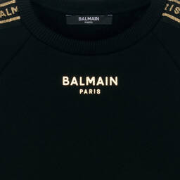 Balmain-Black & Gold Cotton Sweatshirt | Childrensalon Outlet