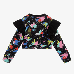 Balmain-سويتشيرت قصير قطن لون أسود للبنات | Childrensalon Outlet