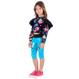 Balmain-سويتشيرت قصير قطن لون أسود للبنات | Childrensalon Outlet