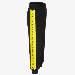 Balmain-Black & Yellow Logo Joggers | Childrensalon Outlet