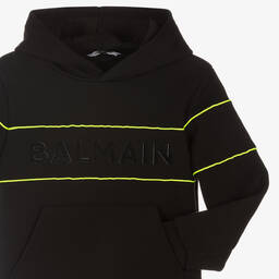 Balmain-Boys Black Cotton Logo Hoodie | Childrensalon Outlet