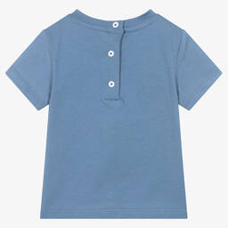 Balmain-Boys Blue Cotton T-Shirt | Childrensalon Outlet