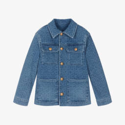 Balmain-Boys Blue Signature Denim Jacket | Childrensalon Outlet