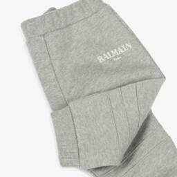 Balmain-Boys Charcoal Cotton Logo Trousers | Childrensalon Outlet