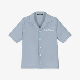Balmain-قميص كلاسيكي مخطط أزرق للأولاد | Childrensalon Outlet