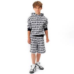 Balmain-Boys Grey Cotton Logo Shorts | Childrensalon Outlet