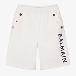 Balmain-Кремовые шорты из хлопкового твила | Childrensalon Outlet