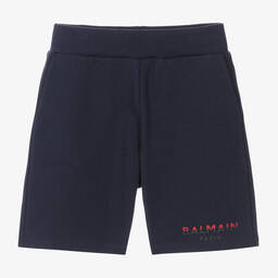 Balmain-Boys Navy Blue Cotton Jersey Shorts | Childrensalon Outlet