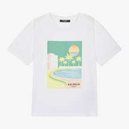 Balmain-تي شيرت قطني هادئ للشاطئ للأولاد | Childrensalon Outlet