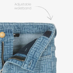 Balmain-Boys Signature Print Denim Shorts | Childrensalon Outlet