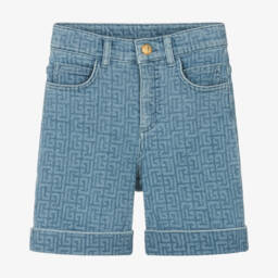 Balmain-Boys Signature Print Denim Shorts | Childrensalon Outlet