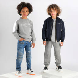 Balmain-Мягкие серые хлопковые джоггеры для мальчиков | Childrensalon Outlet