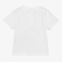 Balmain-Boys White Graphic Cotton T-Shirt | Childrensalon Outlet