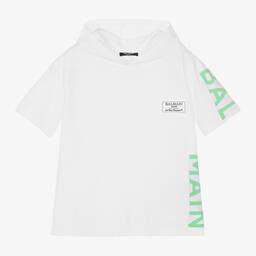 Balmain-Boys White Hooded Sweatshirt | Childrensalon Outlet