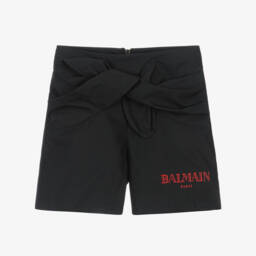 Balmain-Черные хлопковые шорты с завязками для девочек | Childrensalon Outlet