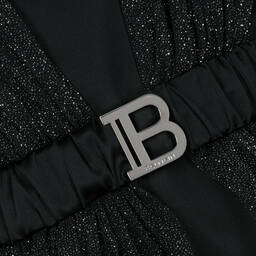 Balmain-فستان ساتان وتول غليتر لون أسود | Childrensalon Outlet