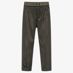 Balmain-Girls Black & Gold Leggings | Childrensalon Outlet