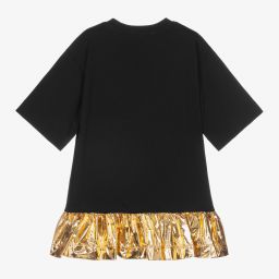 Balmain-Girls Black & Gold Logo Dress | Childrensalon Outlet