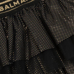 Balmain-Girls Black & Gold Ruffle Skirt | Childrensalon Outlet
